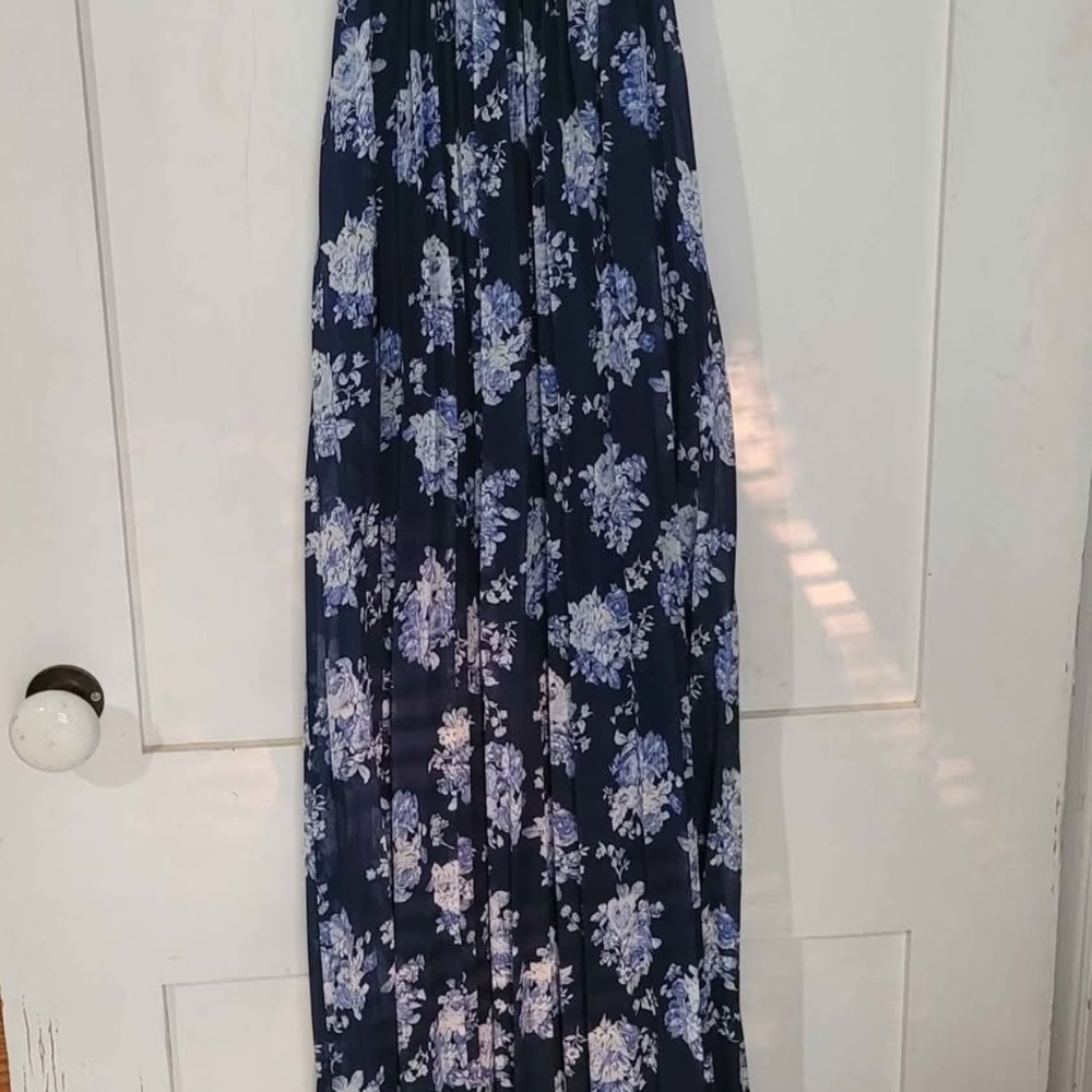 Lulu's Blue Maxi A-Line Resort Skirt